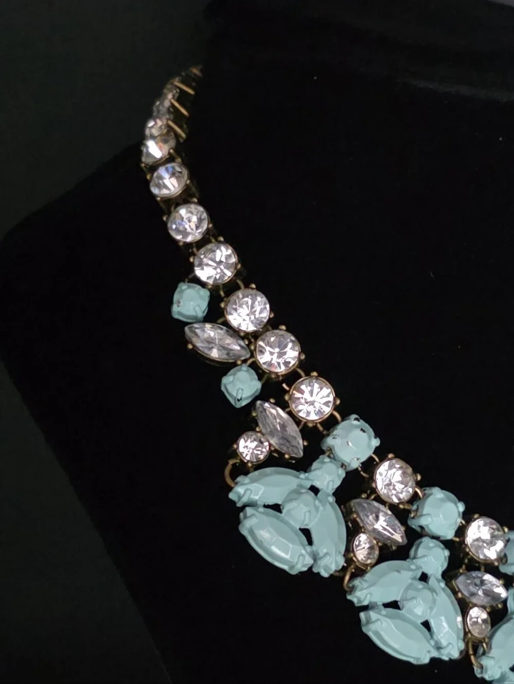 Sarah Templeman Camille Rhinestone Turquoise Enamel Bumblebee Statement Necklace